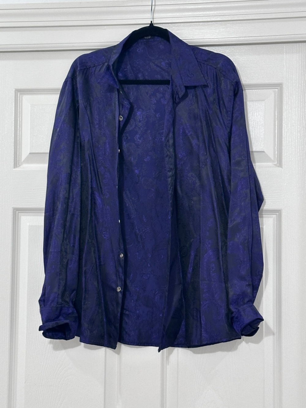 Men's Purple Paisley Button-Up Shirt Jacket